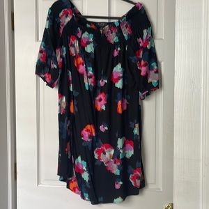 Laundry by Shelli Segal 0ff Shoulder Black Floral Dress size 12